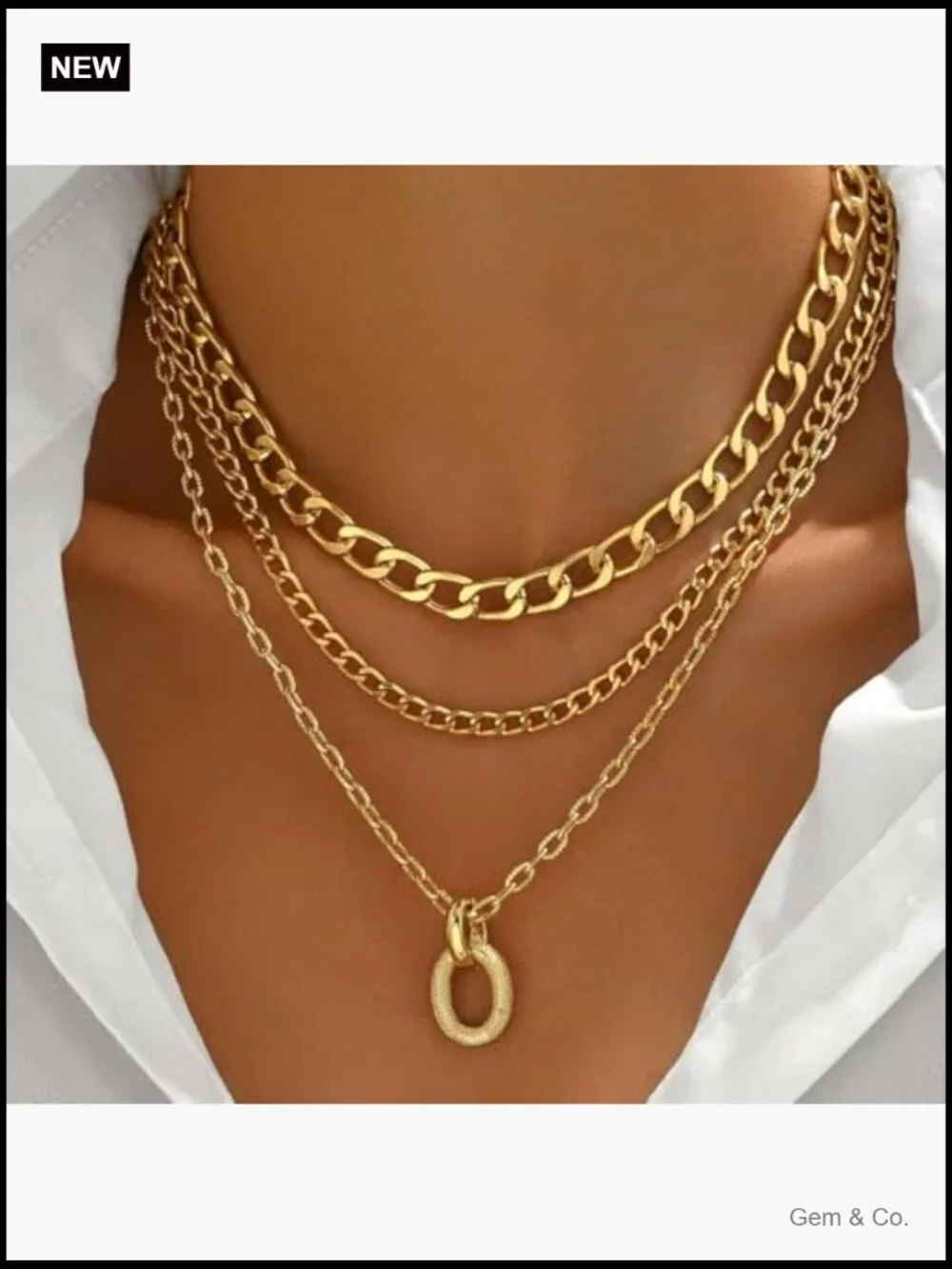 Layered Y2K Gold Chain Necklace Set Chunky Star Dainty Statement Jewelry